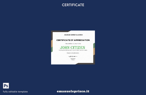 modello di certificato di softball USA stile verificato